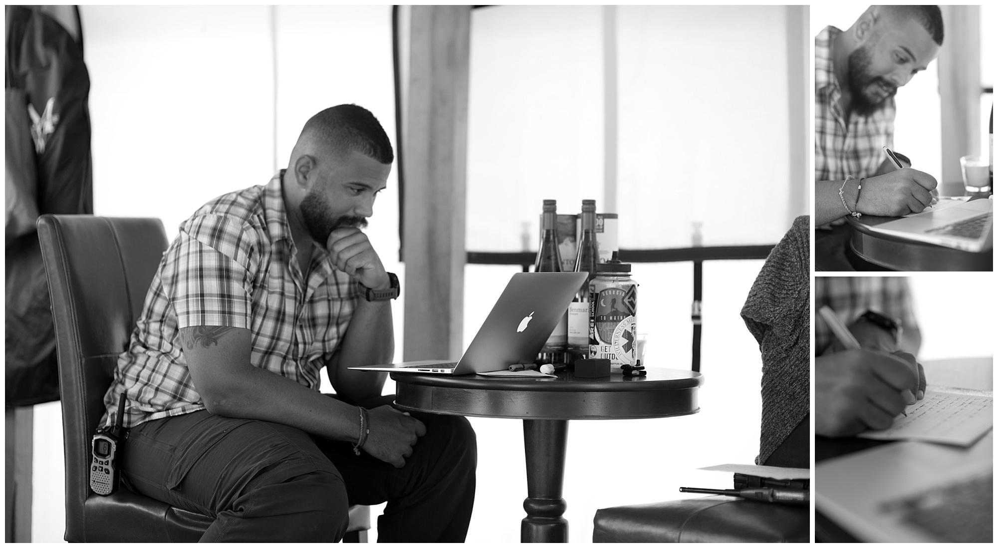 photo of groom putting finishing touches to his vows