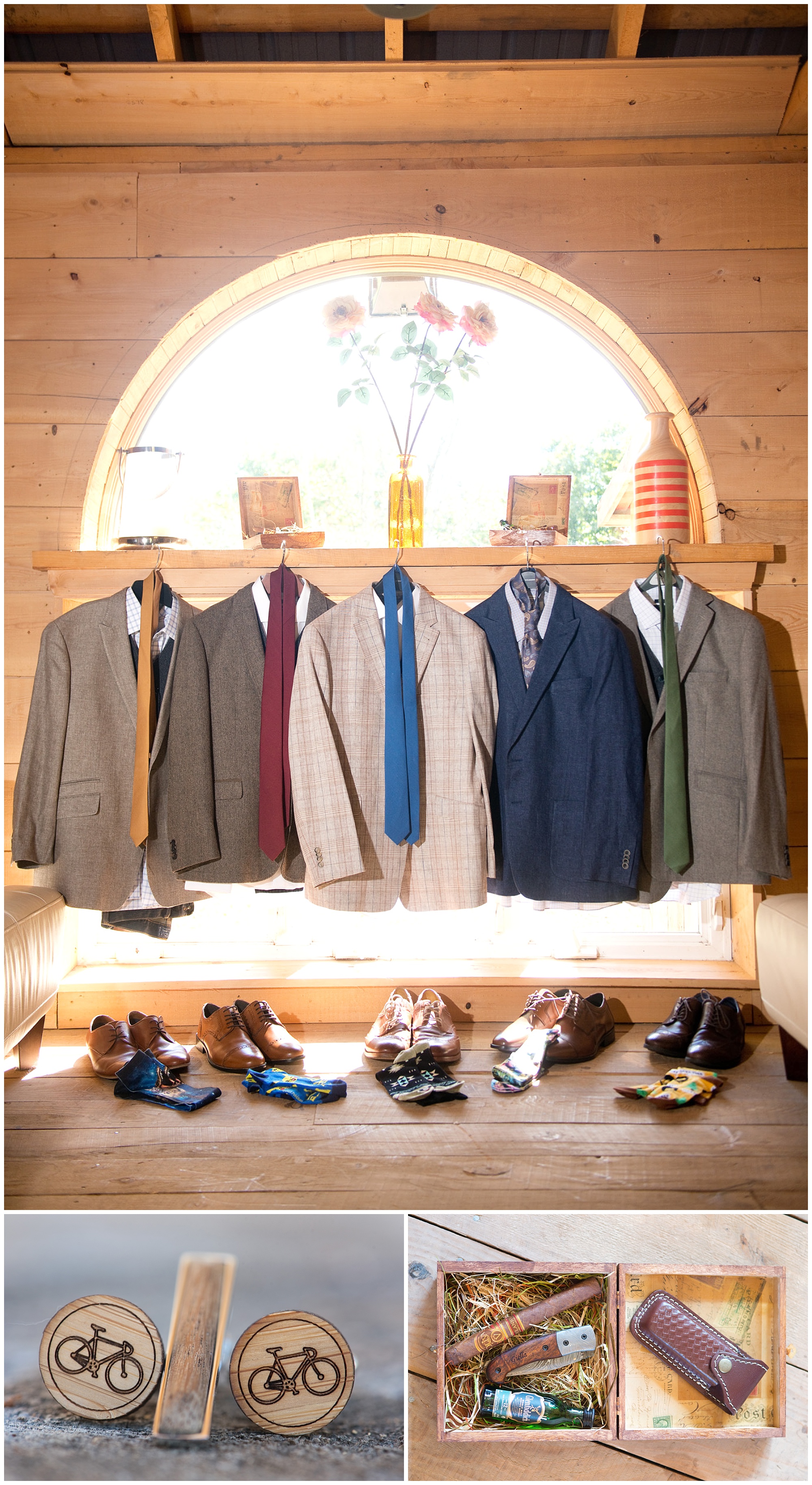  The grooms and groomsmen attire on display back-lighted