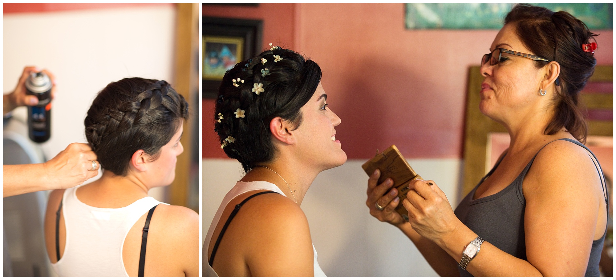 Finshing touch to make up and hair for this bride.