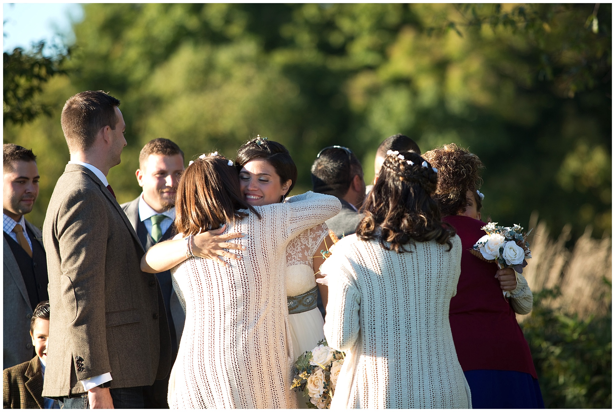 Hug and kisses from family and friends in this photo. 