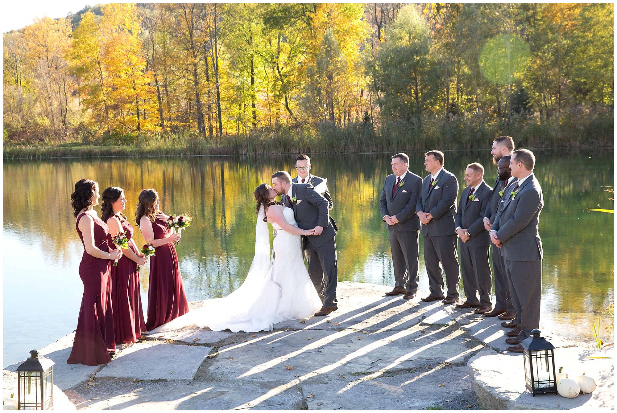 A photo of the first kiss during the ceremony.