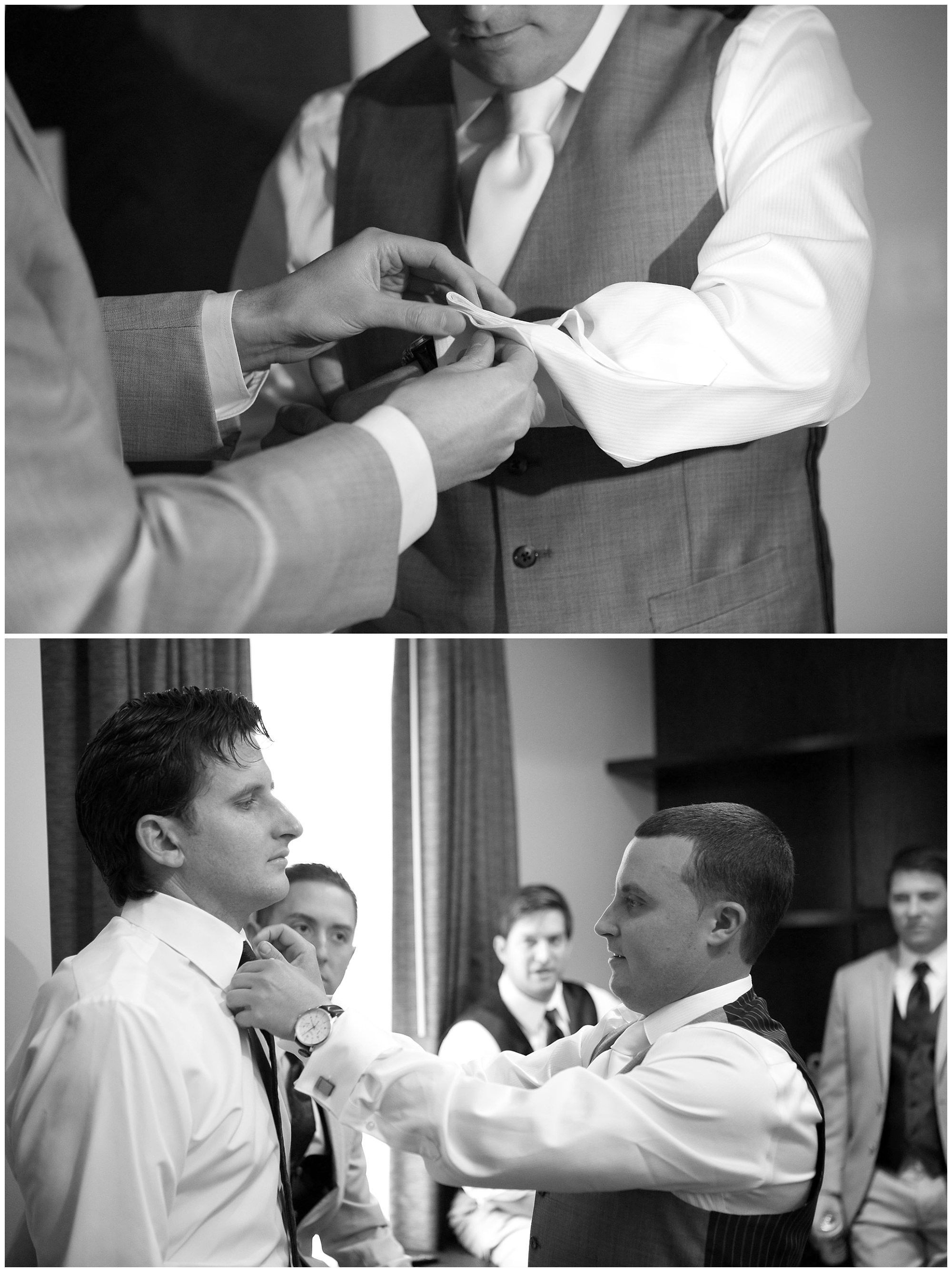 Photo of a groom getting ready for his wedding